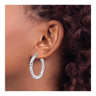 Sterling Silver 33mm Twisted Tube Hoop Earrings – view 4
