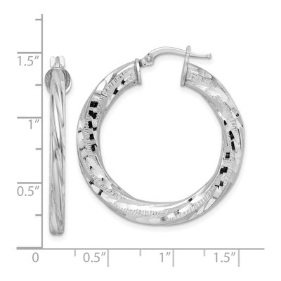 Sterling Silver 33mm Twisted Tube Hoop Earrings – view 5