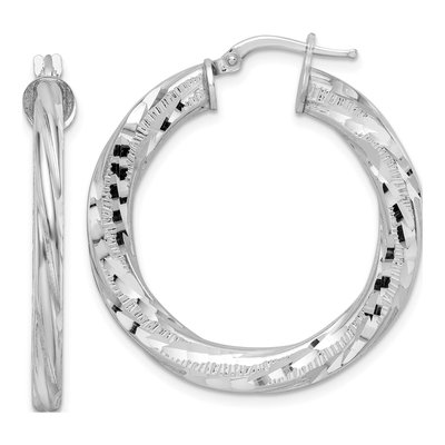 Sterling Silver 33mm Twisted Tube Hoop Earrings