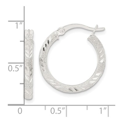 Sterling Silver 21mm Diamond-Cut Hoop Earrings – view 5