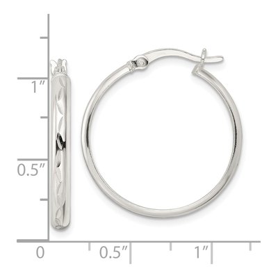 Sterling Silver 27mm Diamond-Cut Hoop Earrings – view 5