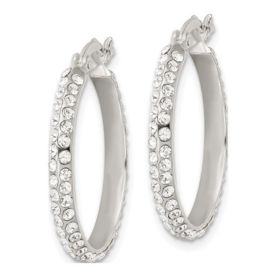 Sterling Silver 25mm CZ Round Hoop Earrings – view 3