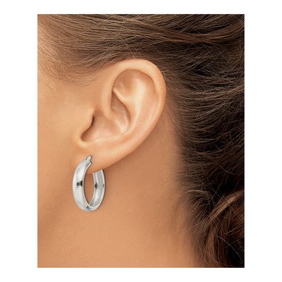 Sterling Silver 26mm Greek Key Hoop Earrings – view 4