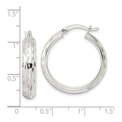 Sterling Silver 27mm Diamond-Cut Hoop Earrings – view 5
