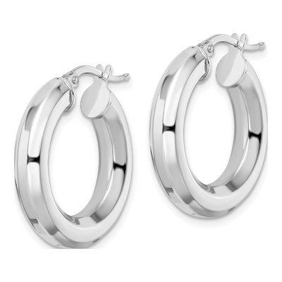 Sterling Silver 24mm Octagon Tube Hoop Earrings – view 3