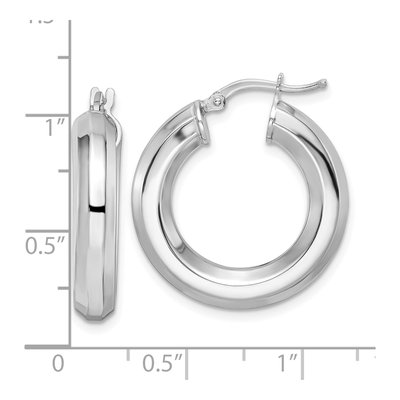 Sterling Silver 24mm Octagon Tube Hoop Earrings – view 5