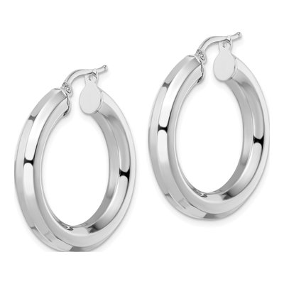Sterling Silver 30mm Octagon Tube Hoop Earrings – view 3