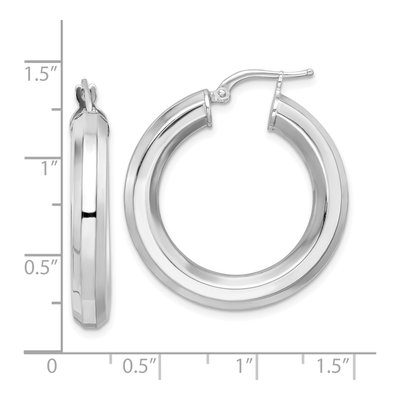 Sterling Silver 30mm Octagon Tube Hoop Earrings – view 5