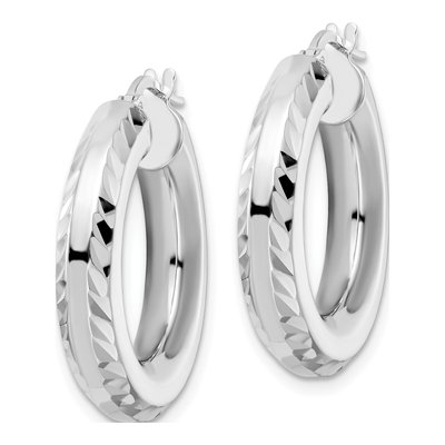 Sterling Silver 26mm Octagon Tube Hoop Earrings – view 3