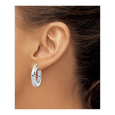 Sterling Silver 26mm Octagon Tube Hoop Earrings – view 4