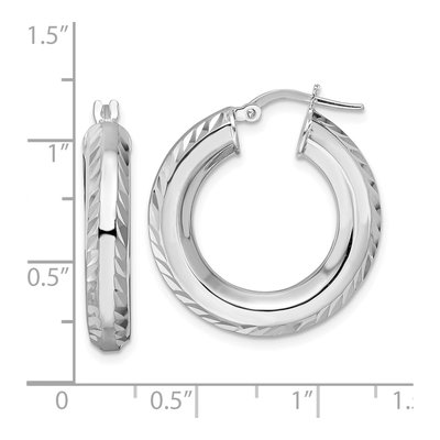 Sterling Silver 26mm Octagon Tube Hoop Earrings – view 5