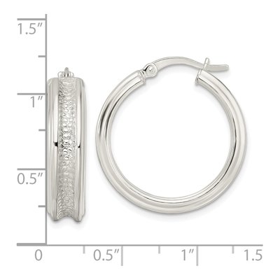 Sterling Silver 26mm Textured Circle Hoop Earrings – view 5