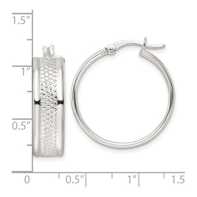 Sterling Silver 26mm Textured Hoop Earrings – view 5