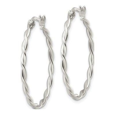 Sterling Silver 30mm Twisted Hoop Earrings – view 3