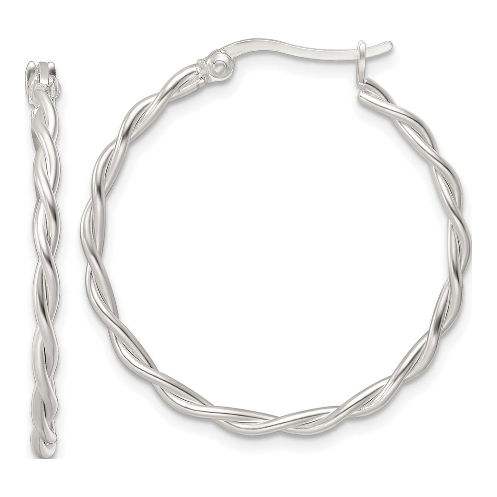 Sterling Silver 30mm Twisted Hoop Earrings
