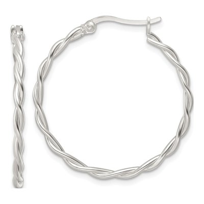 Sterling Silver 30mm Twisted Hoop Earrings