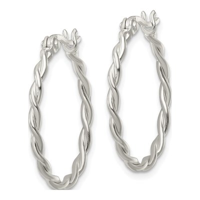 Sterling Silver 25mm Twisted Hoop Earrings – view 3