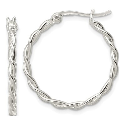 Sterling Silver 25mm Twisted Hoop Earrings
