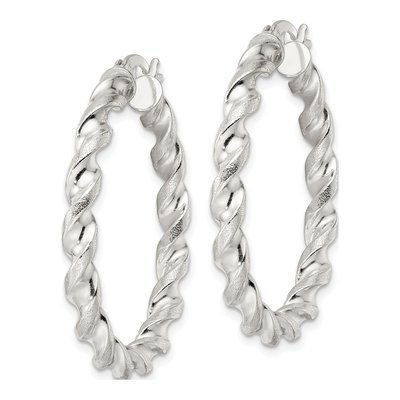 Sterling Silver 36mm Twisted Hoop Earrings – view 3