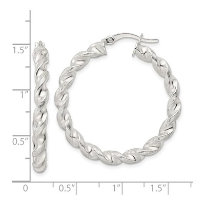 Sterling Silver 36mm Twisted Hoop Earrings – view 5
