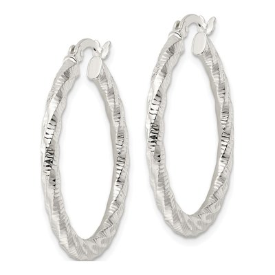 Sterling Silver 32mm Twisted Hoop Earrings – view 3