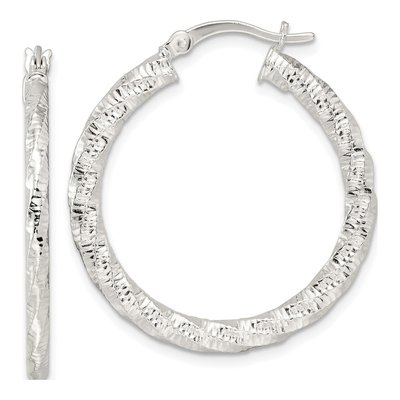 Sterling Silver 32mm Twisted Hoop Earrings