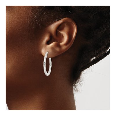 Sterling Silver 27mm Twisted Hoop Earrings – view 4