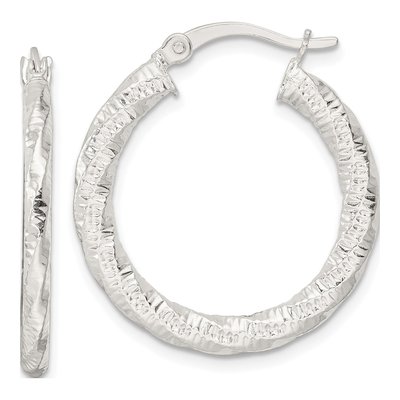 Sterling Silver 27mm Twisted Hoop Earrings
