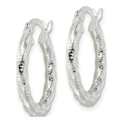 Sterling Silver Twisted Hoop Earrings, Polished – view 3