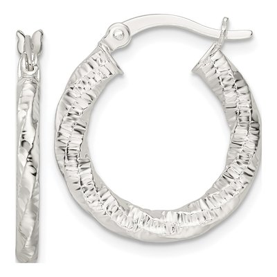 Sterling Silver 23mm Twisted Hoop Earrings