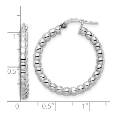 Sterling Silver 27mm Beaded Hoop Earrings – view 5