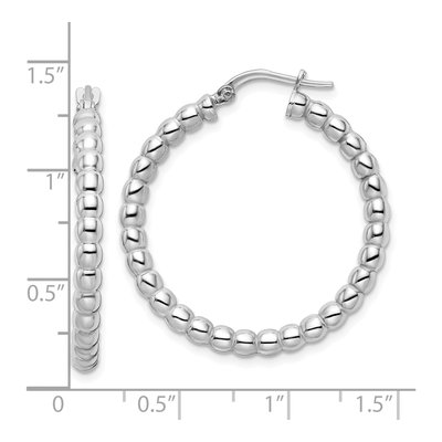 Sterling Silver 32mm Beaded Hoop Earrings – view 5