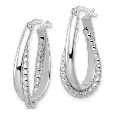 Sterling Silver 27mm Double Oval Hoop Earrings – view 3