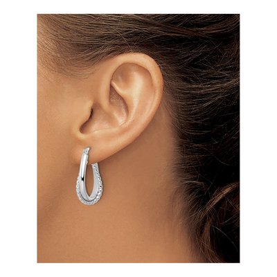 Sterling Silver 27mm Double Oval Hoop Earrings – view 4