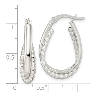 Sterling Silver 27mm Double Oval Hoop Earrings – view 5