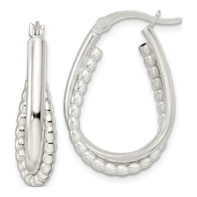 Sterling Silver 27mm Double Oval Hoop Earrings