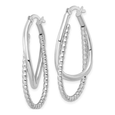Sterling Silver 38mm Double Oval Hoop Earrings – view 3