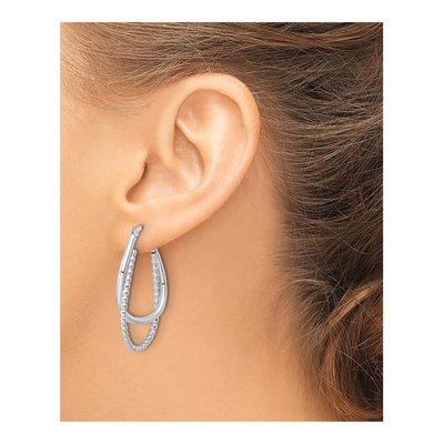 Sterling Silver 38mm Double Oval Hoop Earrings – view 4