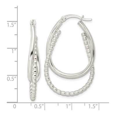 Sterling Silver 38mm Double Oval Hoop Earrings – view 5