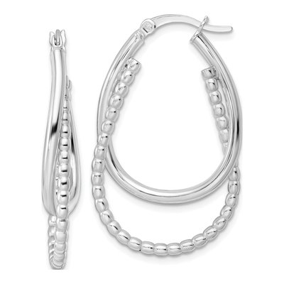 Sterling Silver 38mm Double Oval Hoop Earrings