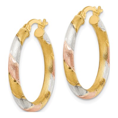 Gold-Plated Sterling Silver 27mm Diamond-Cut Hoop Earrings – view 3