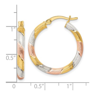 Gold-Plated Sterling Silver 27mm Diamond-Cut Hoop Earrings – view 5