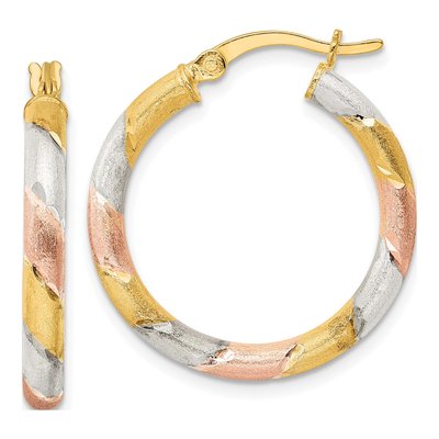 Gold-Plated Sterling Silver 27mm Diamond-Cut Hoop Earrings