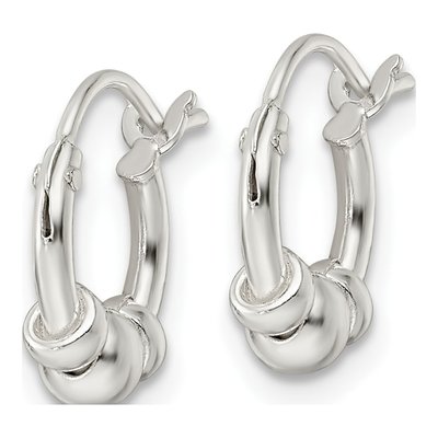 Sterling Silver 11mm Beaded Circle Hoop Earrings – view 3