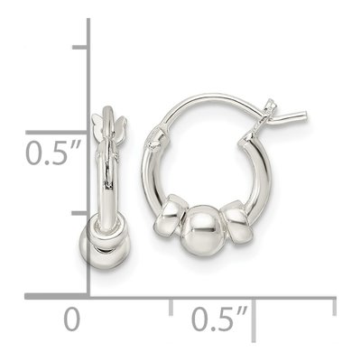 Sterling Silver 11mm Beaded Circle Hoop Earrings – view 5
