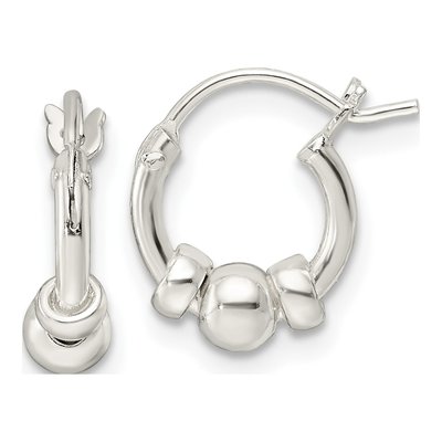 Sterling Silver 11mm Beaded Circle Hoop Earrings