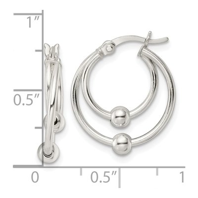 Sterling Silver 20mm Beaded Double Hoop Earrings – view 5