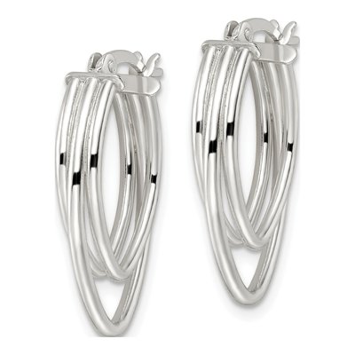 Sterling Silver 28mm Triple Oval Hoop Earrings – view 3
