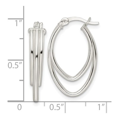 Sterling Silver 28mm Triple Oval Hoop Earrings – view 5