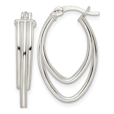 Sterling Silver 28mm Triple Oval Hoop Earrings